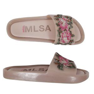 Melissa Beach Slide Flower Sandals Pink Sz 9 - image 1